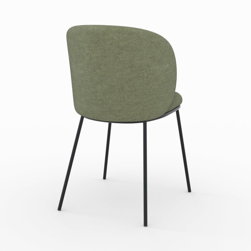 Lot de 2 chaises Bulle en tissu vert kaki, pieds métal noir
