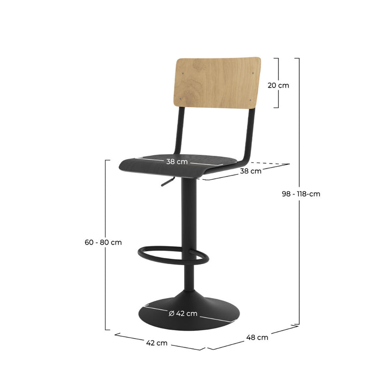 Set of 2 Clem Bar Stools - Light Brown