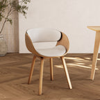 Adelmar - Silla En Madera Clara Y Pu Blanco