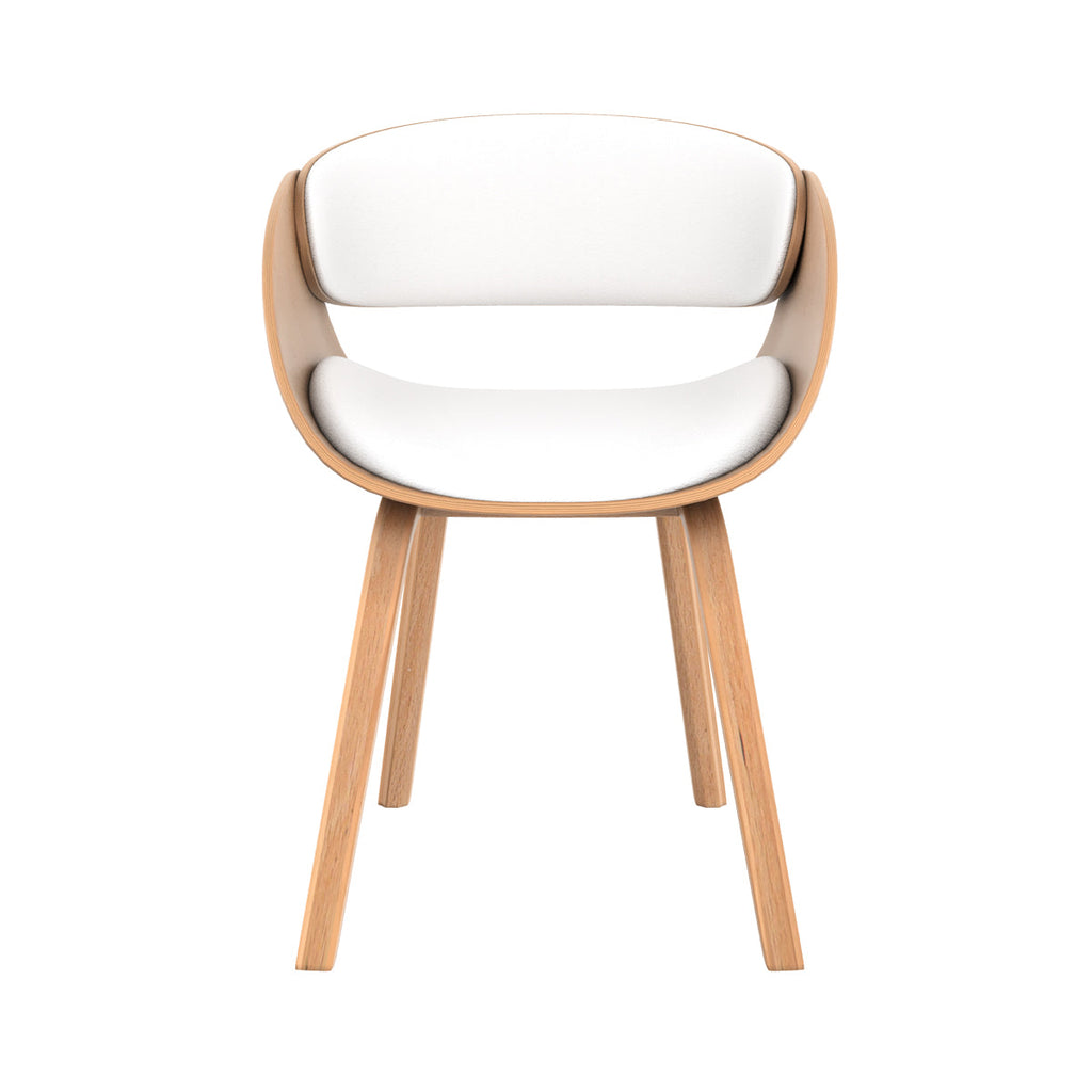 Adelmar - Silla En Madera Clara Y Pu Blanco