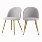 Cozy - Set of 2 Chairs in Light Taupe Heather Fabric and Metal Legs