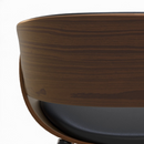 chaise cuir synthetique noir et bois plaque noyer polo