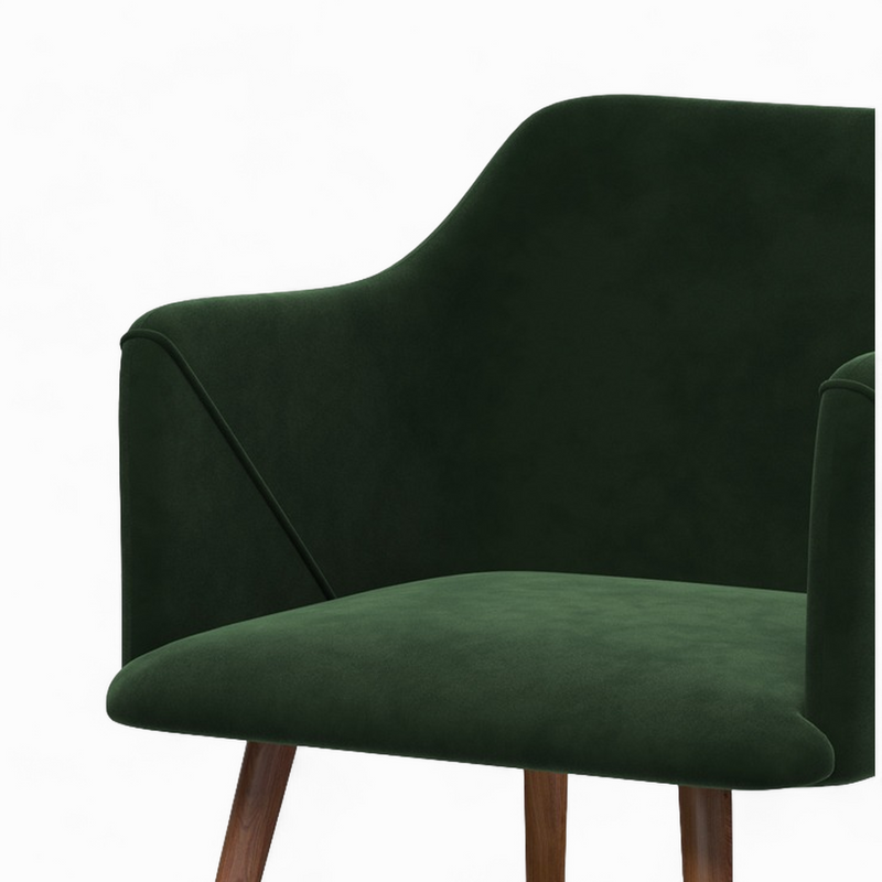 chaise daisy en velours vert fonce avec accoudoirs lot de 2