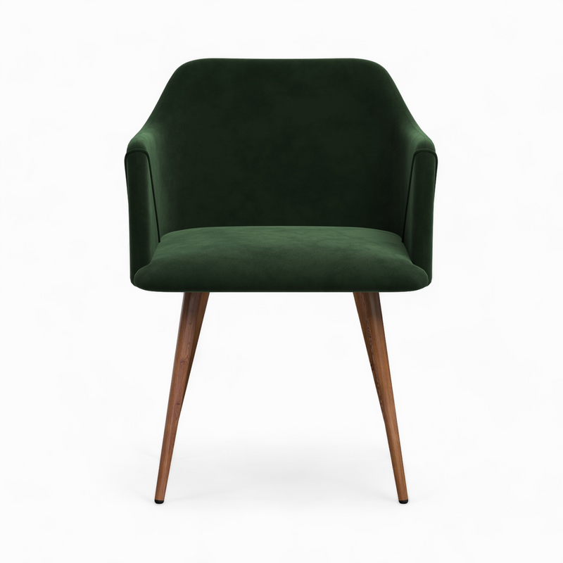 chaise daisy velours vert fonce avec accoudoirs lot de 2