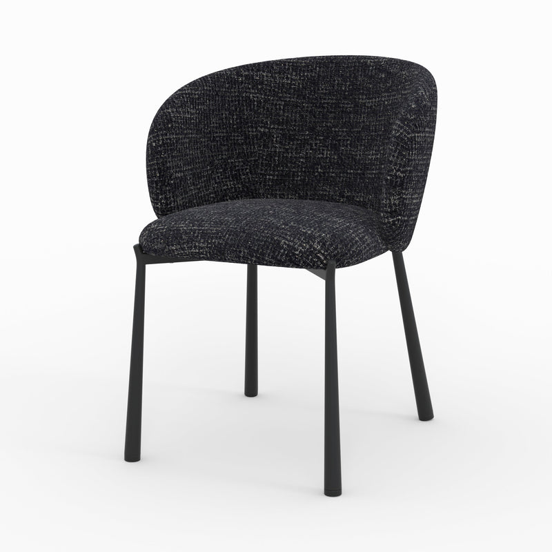 Chaise Danaë en tissu texturé noir