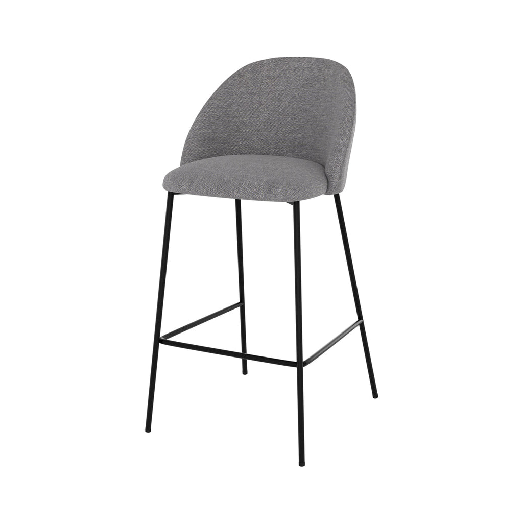 Karl - Lot De 2 Chaises Pour Îlot Central En Tissu Chiné Gris Foncé