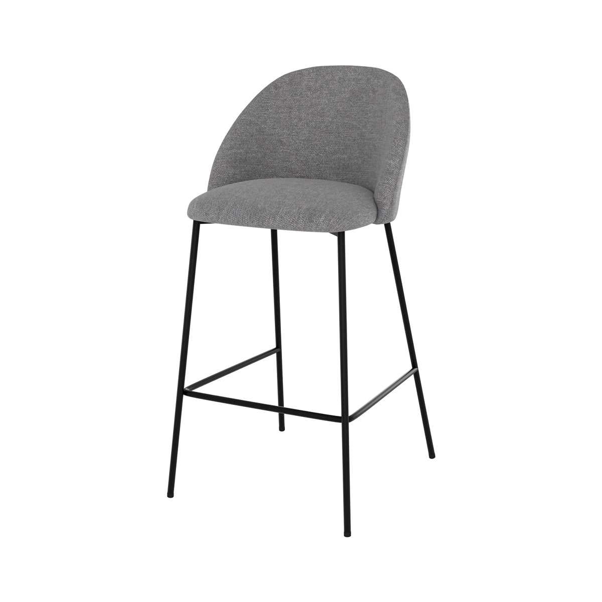 Karl - Lot De 2 Chaises Pour Îlot Central En Tissu Chiné Gris Foncé