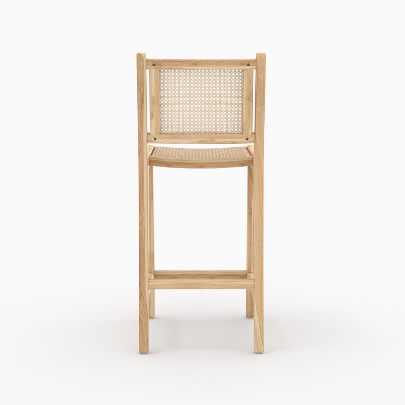 Chaise pour îlot central Kyla en teck et rotin 66,5 cm (lot de 2)