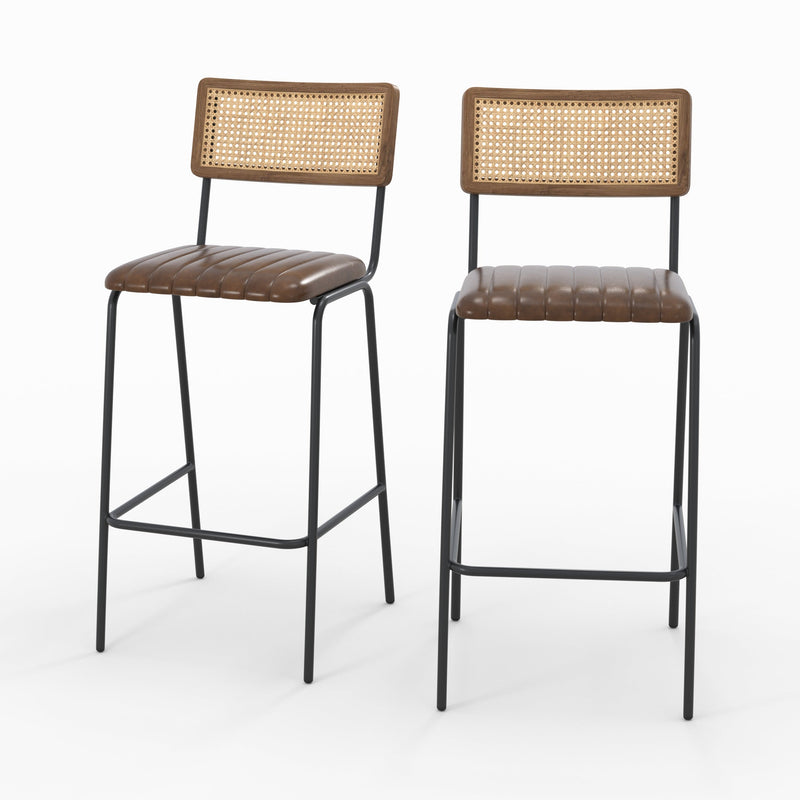 Chaise de bar Arsène 76 cm en cuir marron (lot de 2)