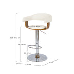 Harold - Chaise De Bar Réglable Et Pivotante En Cuir Synthétique Blanc