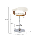 Chaise de bar blanche Harold avec accoudoirs 62/84 cm