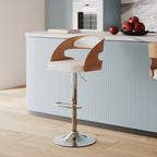 Louis - Silla alta ajustable de piel sintética blanca