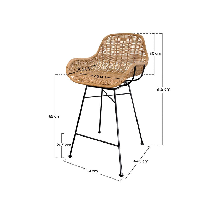 Set of 2 Carmela Bar Stools - Light Brown