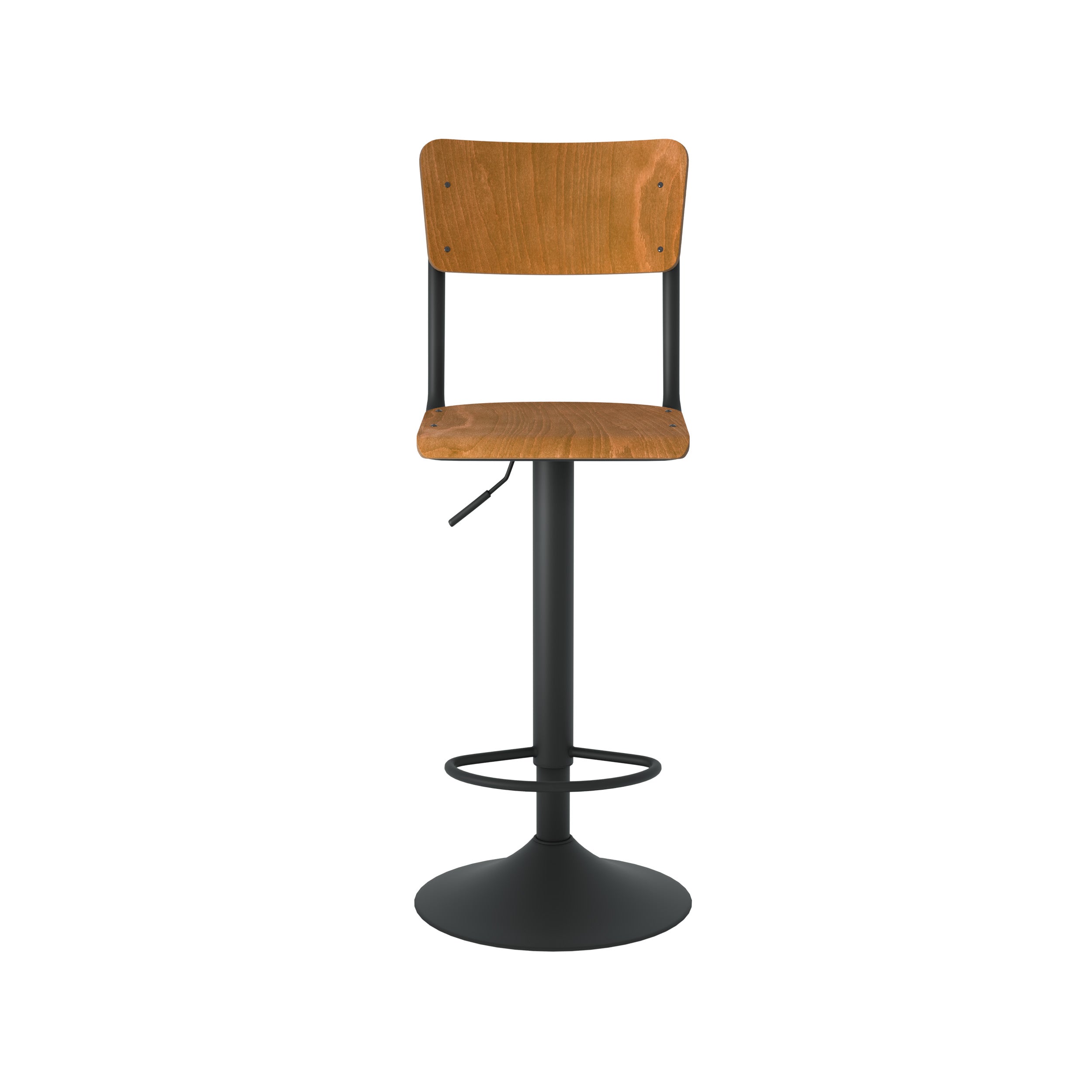 Clem - Juego de 2 sillas de bar regulables en madera oscura