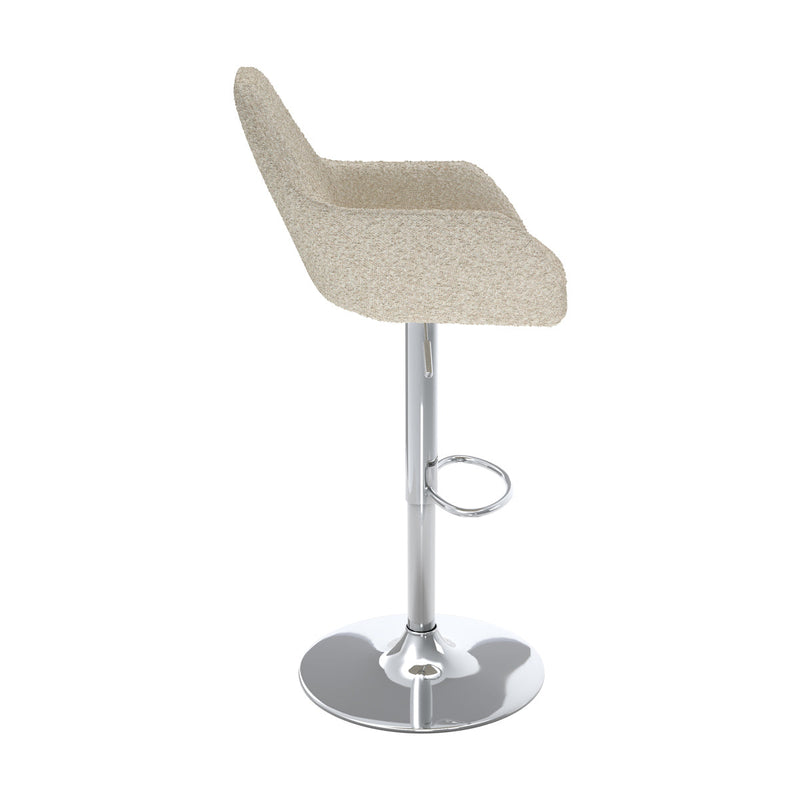 Chaise de bar Adam effet laine bouclette blanc cassé 63/83 cm (lot de 2)