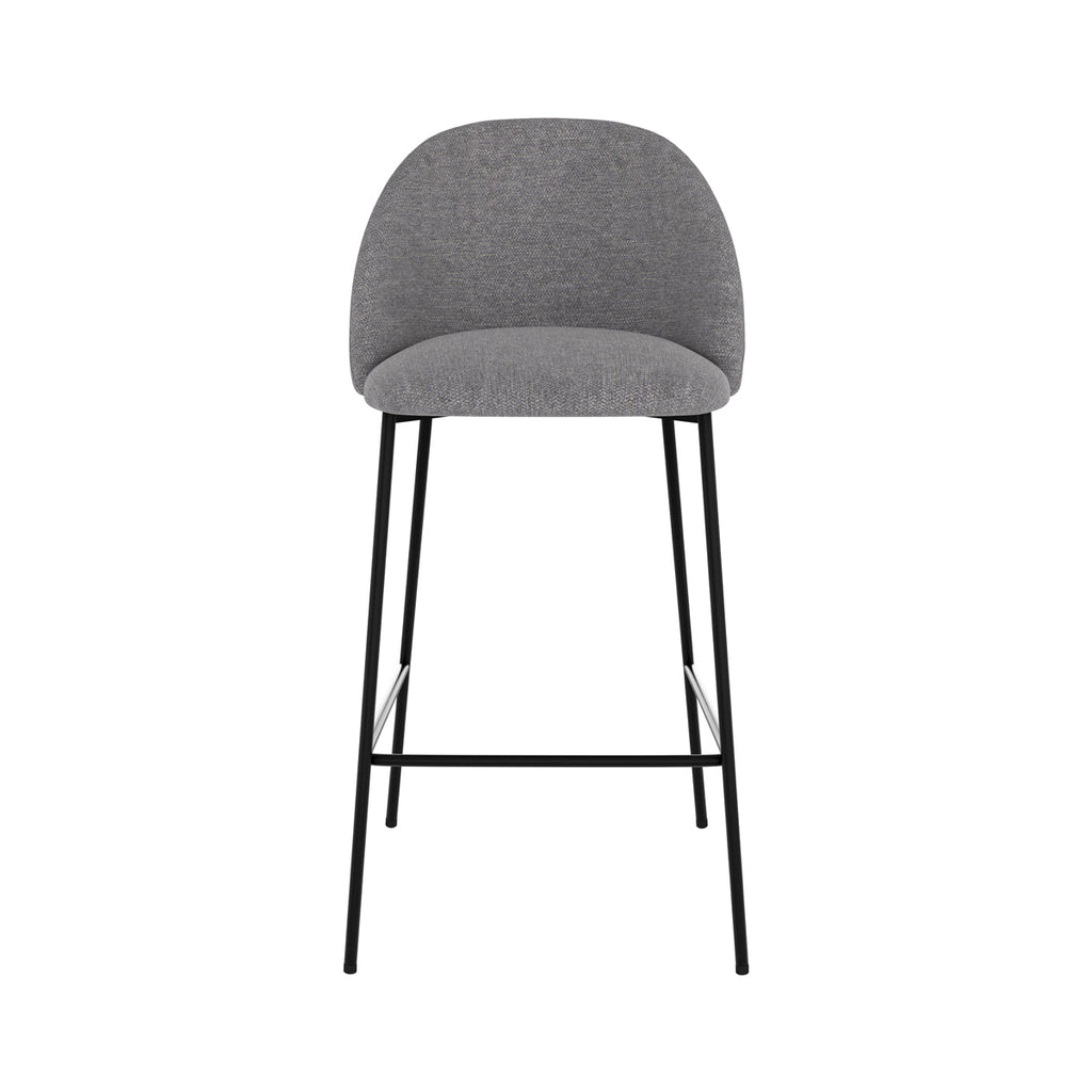 Karl - Lot De 2 Chaises Pour Îlot Central En Tissu Chiné Gris Foncé