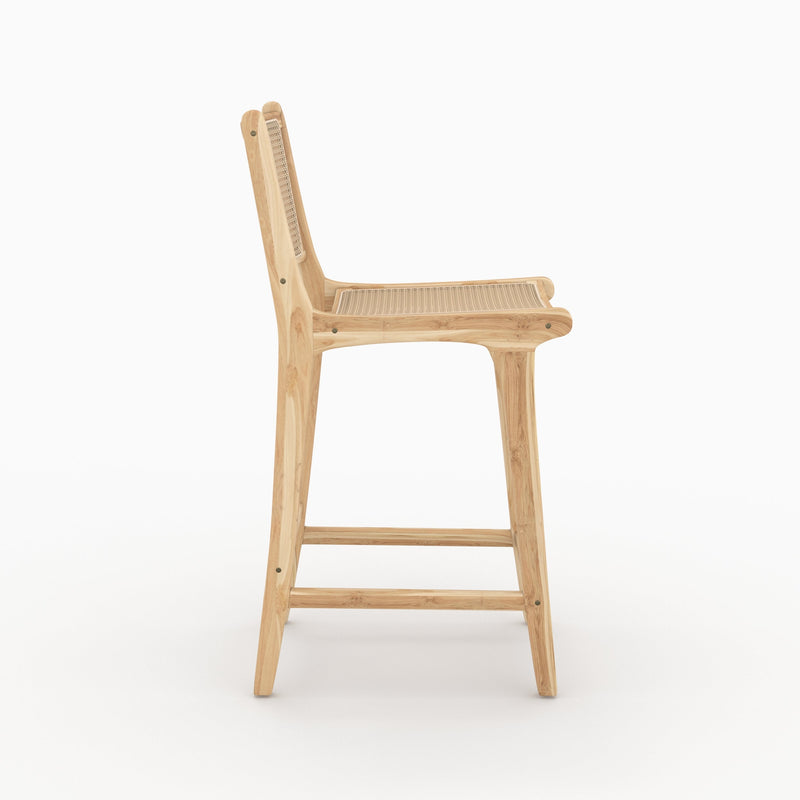 Chaise pour îlot central Kyla en teck et rotin 66,5 cm (lot de 2)