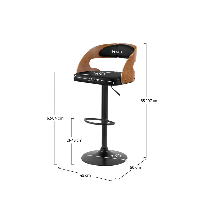 Chaise de bar noire Louis 62/84 cm