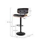 Melchior - Adjustable Black Synthetic Leather Bar Chair