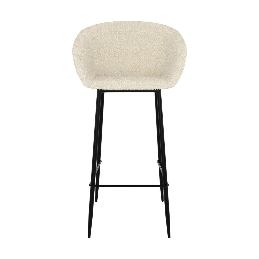 Marquise - Lot De 2 Chaises De Bar Effet Laine Bouclette Blanche