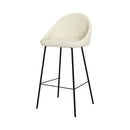 Chaise de bar Misty en tissu bouclette blanche 75 cm (lot de 2)