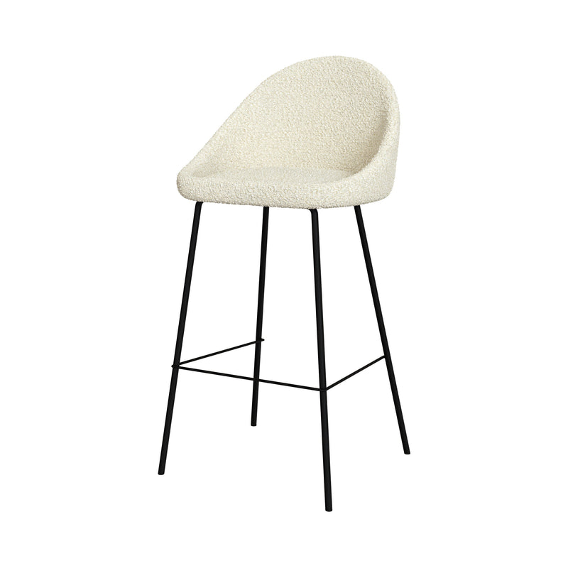 Chaise de bar Misty en tissu bouclette blanche 75 cm (lot de 2)