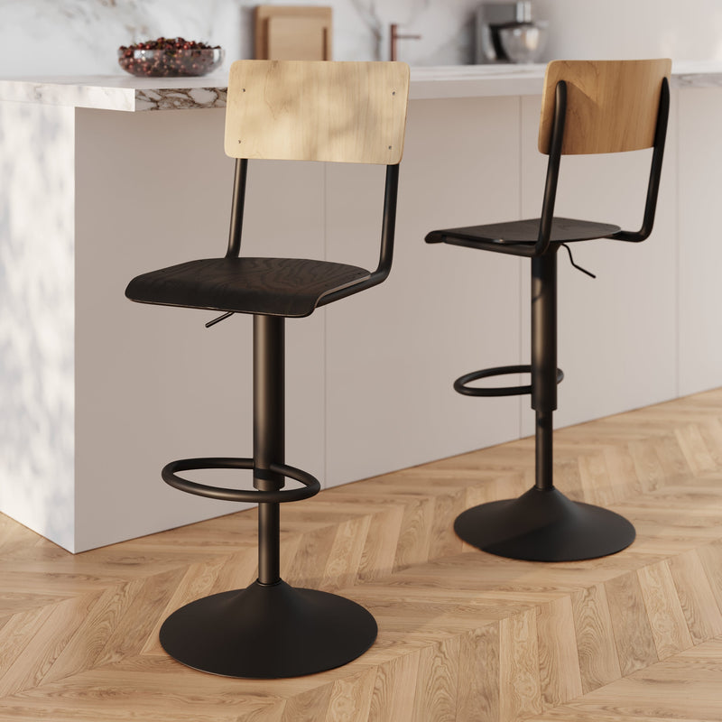 Set of 2 Clem Bar Stools - Light Brown