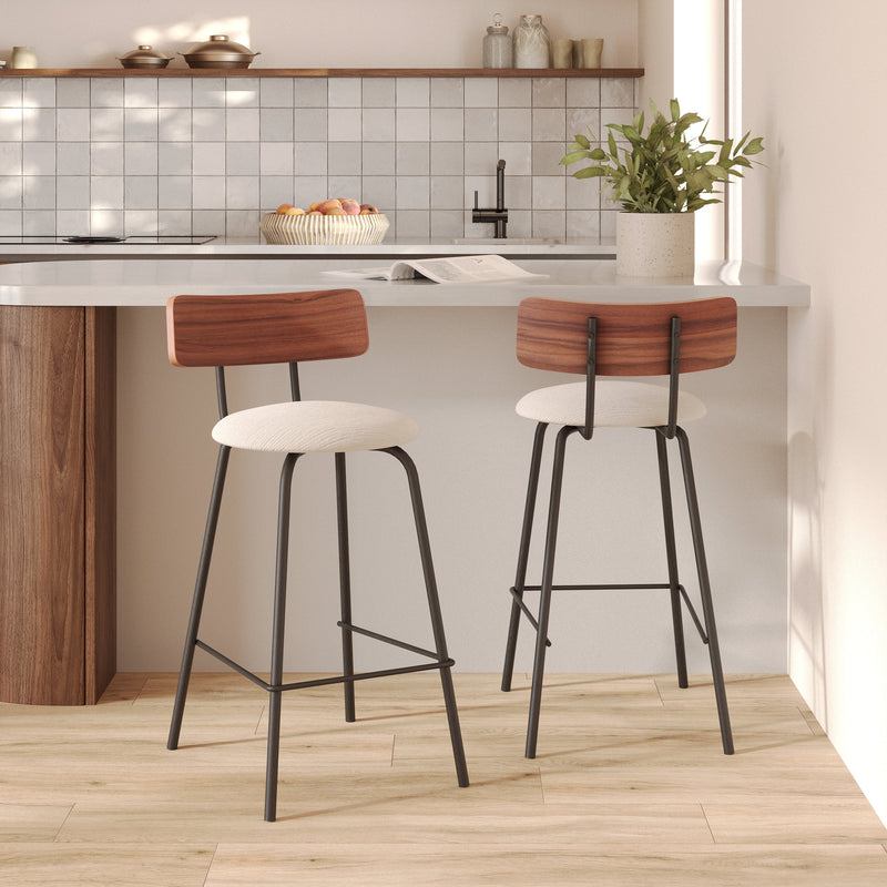 Set of 2 Alize Bar Stools - Beige