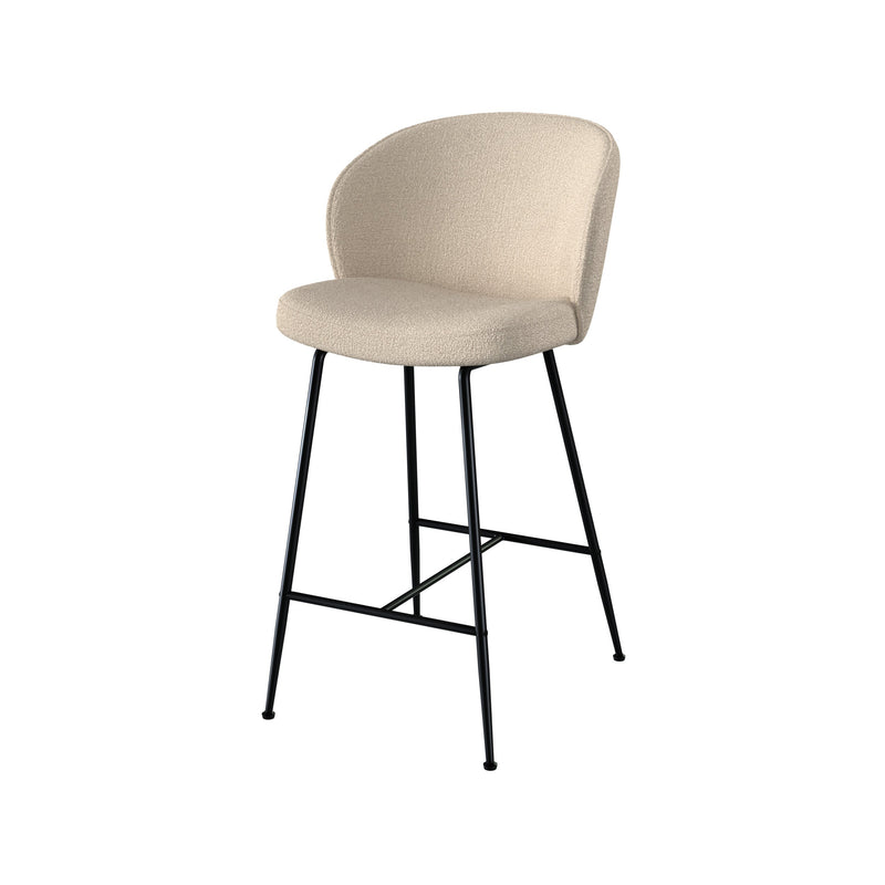 Lot de 2 chaises pour îlot central 66,3 cm en tissu bouclé beige