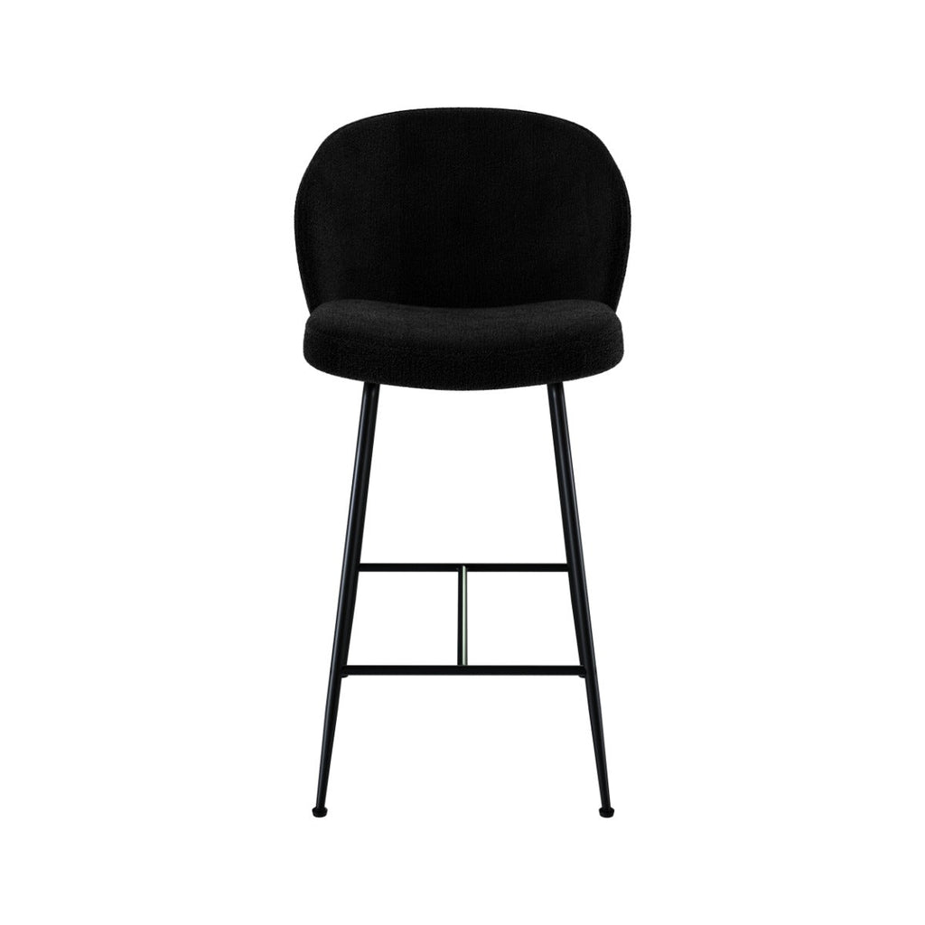 Groom - Lot De 2 Chaises Pour Îlot Central En Tissu Bouclé Noir