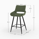 Chaise pour îlot central Alfy en tissu bouclé vert 66 cm (lot de 2)