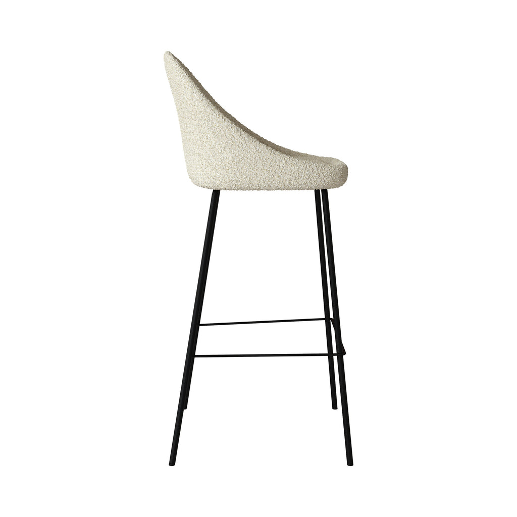 Misty - Set of 2 Bar Chairs in White Bouclette Fabric