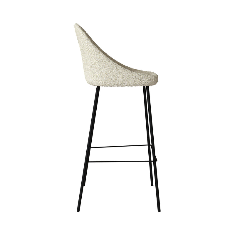 Chaise de bar Misty en tissu bouclette blanche 75 cm (lot de 2)