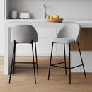Chaise de bar Karl en tissu gris clair 66 cm (lot de 2)
