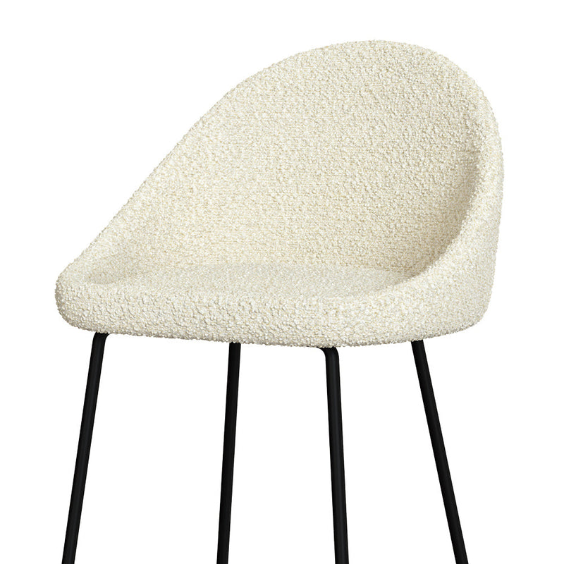 Chaise de bar Misty en tissu bouclette blanche 75 cm (lot de 2)