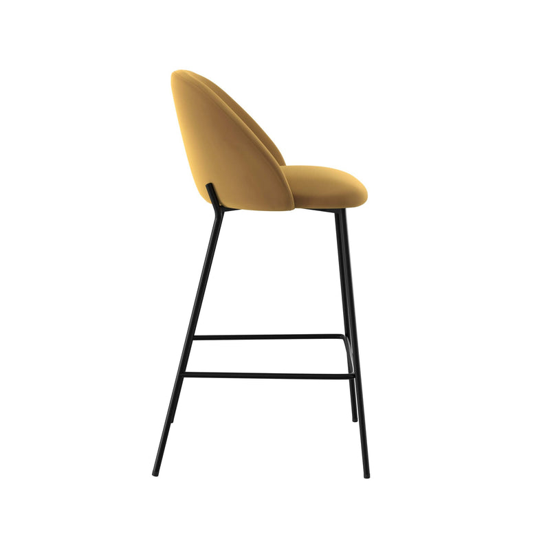Chaise de bar Karl en velours jaune moutarde 66 cm (lot de 2)