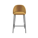 Chaise de bar Karl en velours jaune moutarde 66 cm (lot de 2)