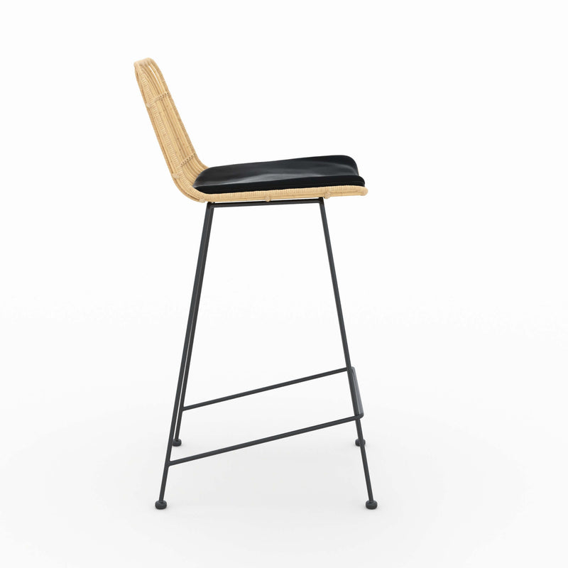 Chaise pour îlot central 66 cm Goa en rotin et noir (lot de 2)