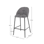 Karl - Lot De 2 Chaises Pour Îlot Central En Tissu Chiné Gris Foncé