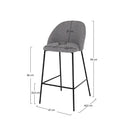 Chaise de bar Karl en tissu gris foncé 66 cm (lot de 2)