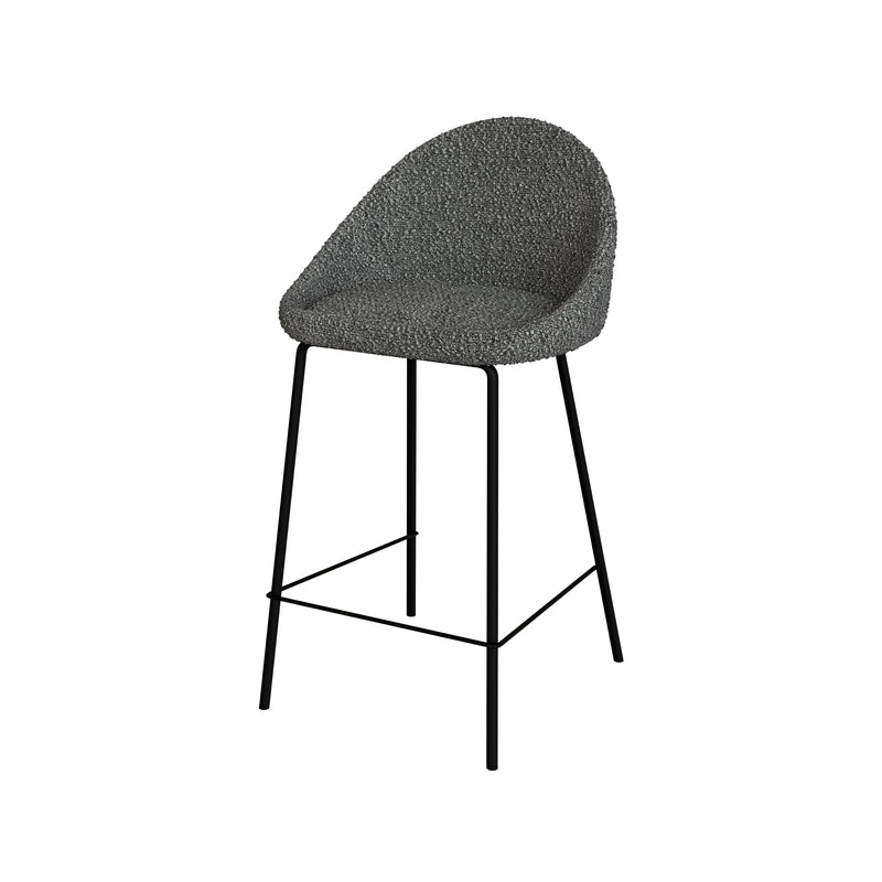Chaise de bar mi-hauteur Misty effet laine bouclette grise 65 cm (lot de 2)