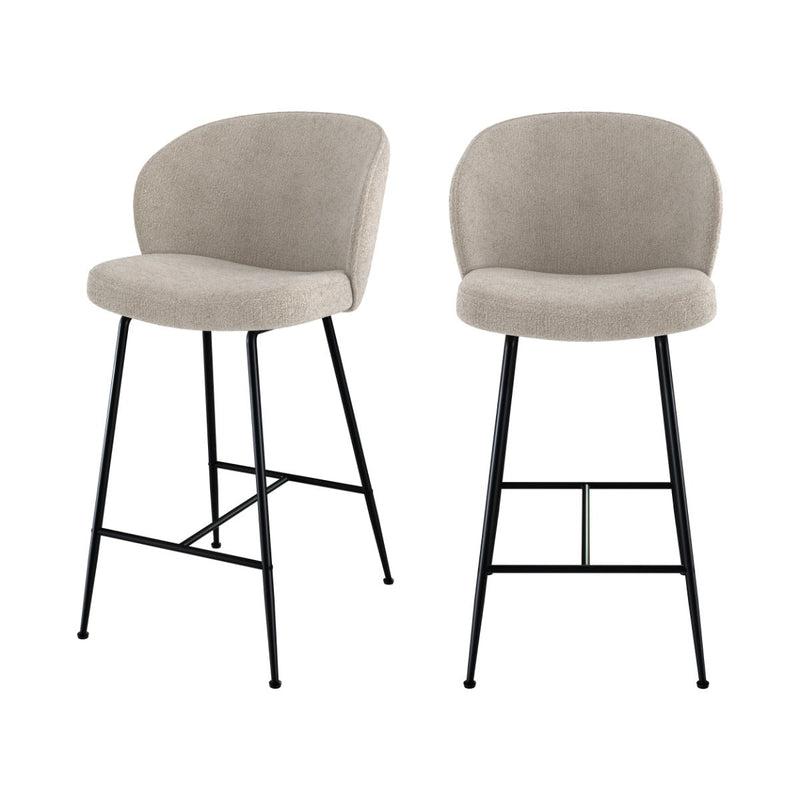 Lot de 2 chaises pour îlot central 66,3 cm en tissu bouclé beige