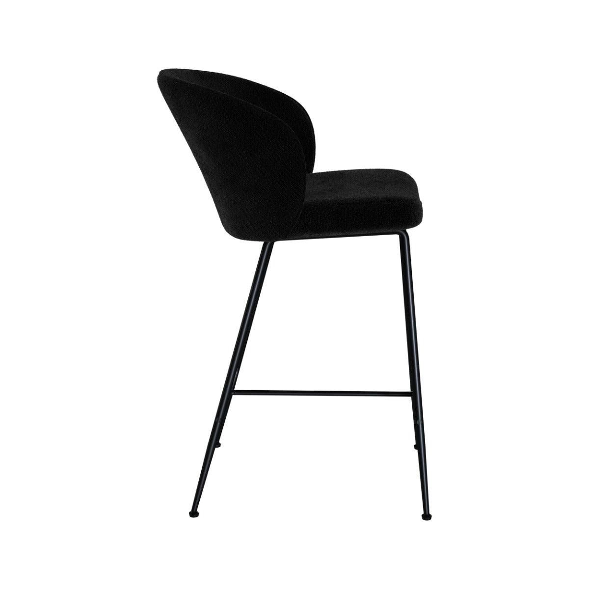 Groom - Lot De 2 Chaises Pour Îlot Central En Tissu Bouclé Noir