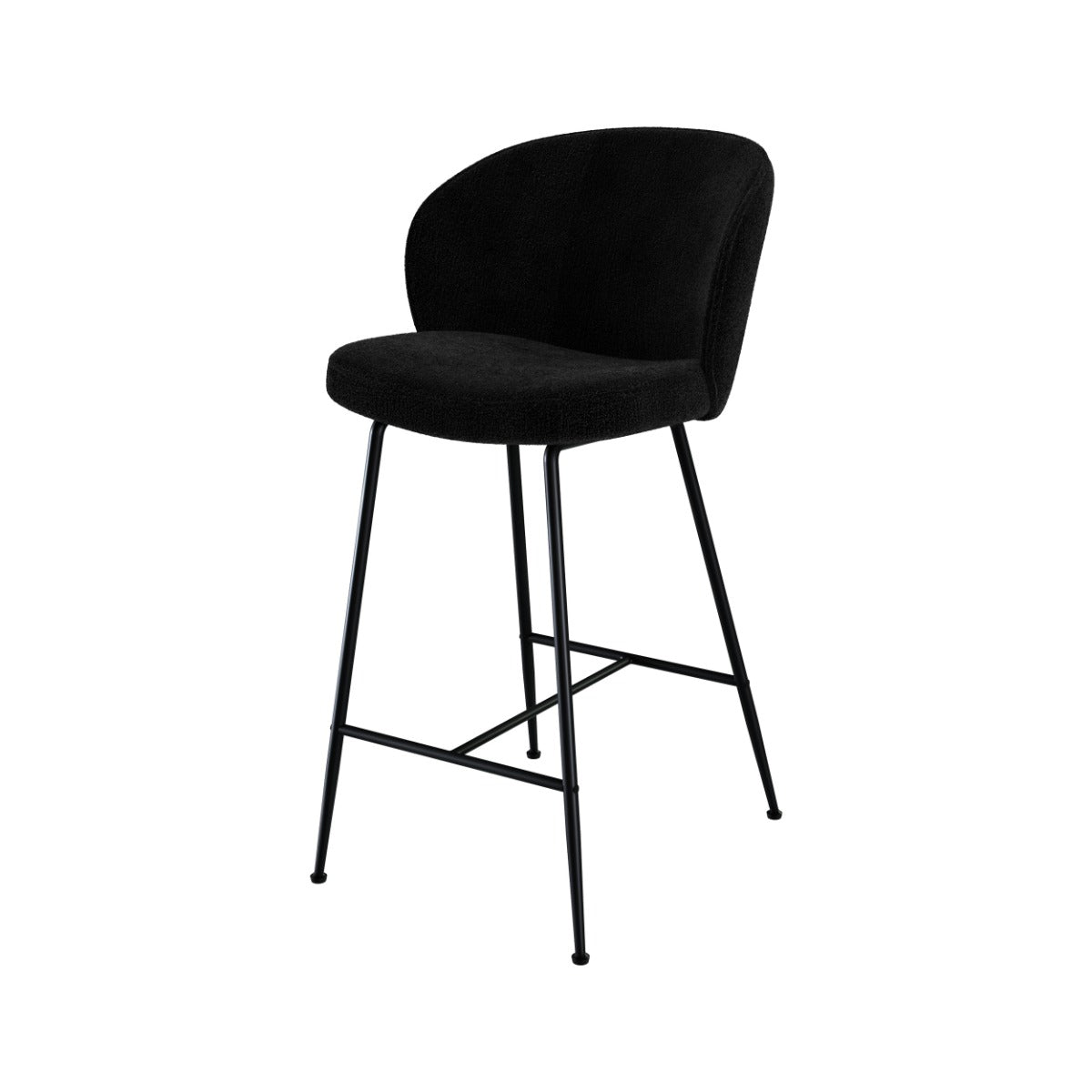 Groom - Lot De 2 Chaises Pour Îlot Central En Tissu Bouclé Noir