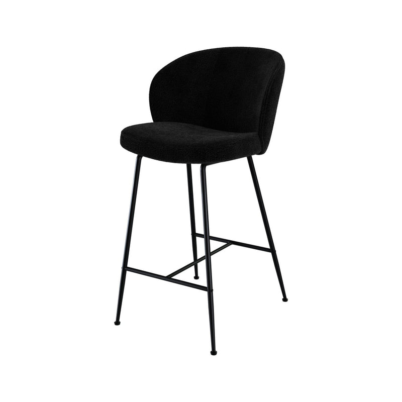 Chaise de bar Groom en tissu bouclé noir 66,3 cm (lot de 2)