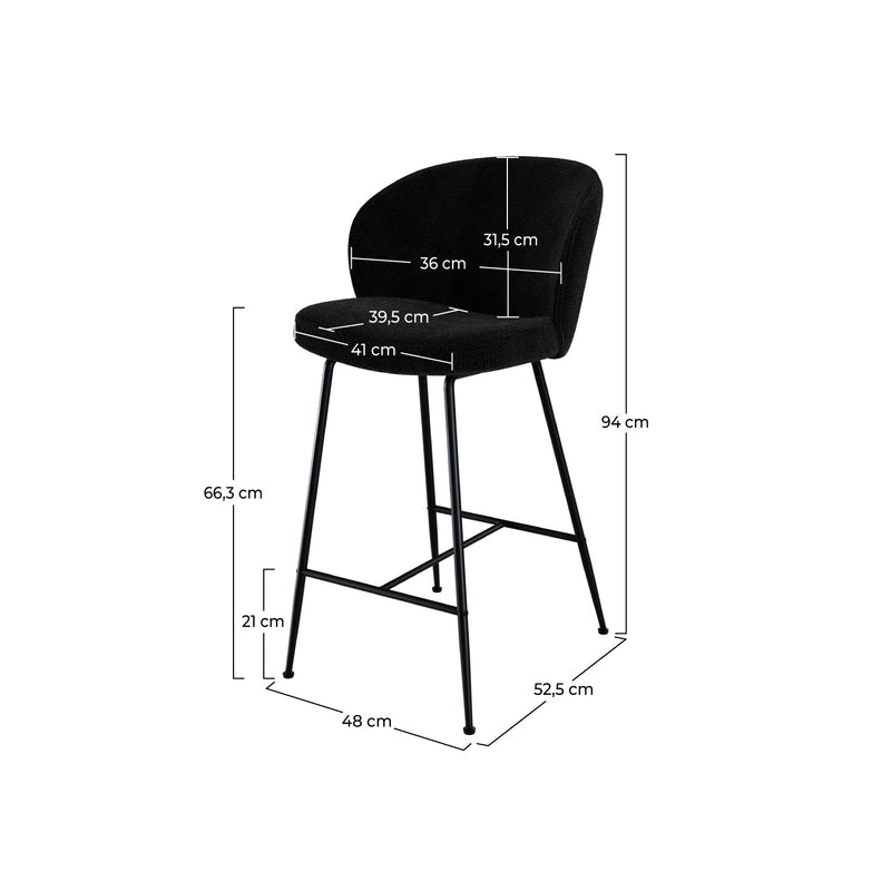 Chaise de bar Groom en tissu bouclé noir 66,3 cm (lot de 2)