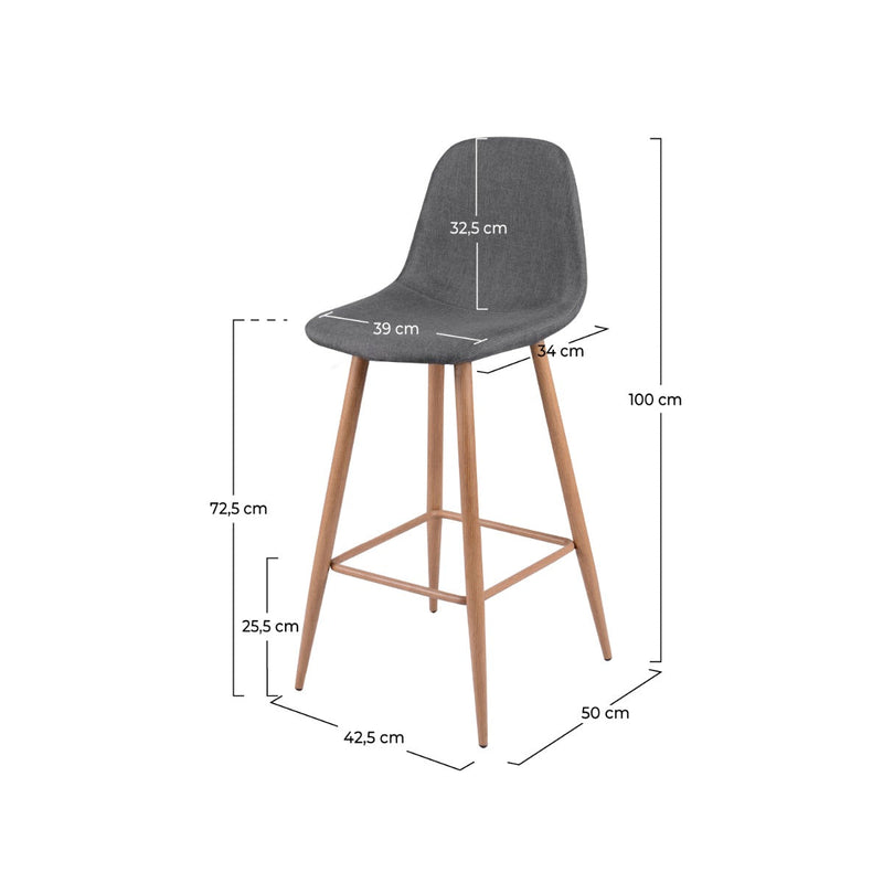 Chaise de bar Fredrik gris 72.5 cm (lot de 2)