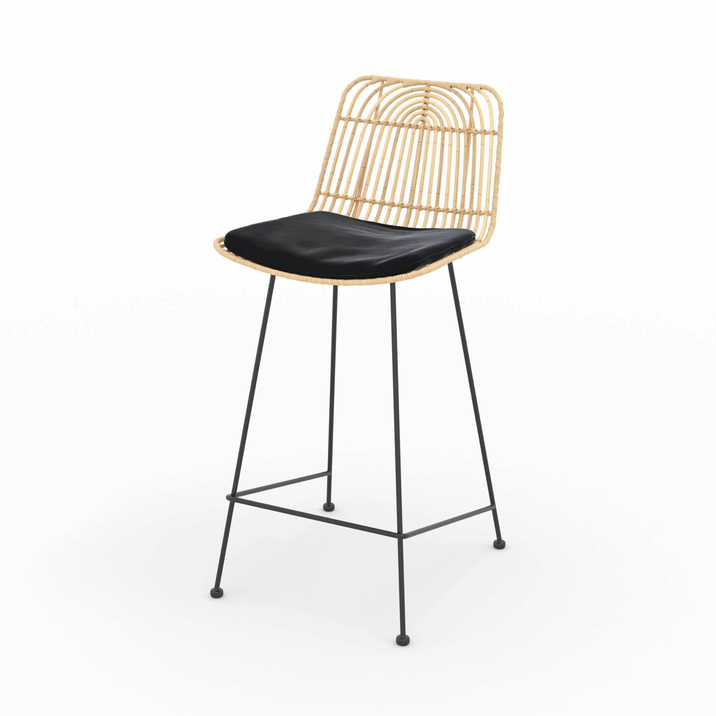 Goa - Set of 2 Rattan and Black Central Island Chairs