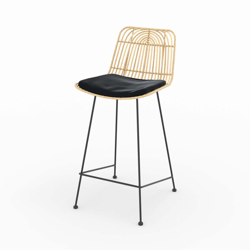 Chaise pour îlot central 66 cm Goa en rotin et noir (lot de 2)