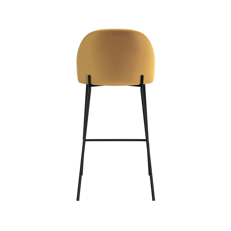 Chaise de bar Karl en velours jaune moutarde 66 cm (lot de 2)